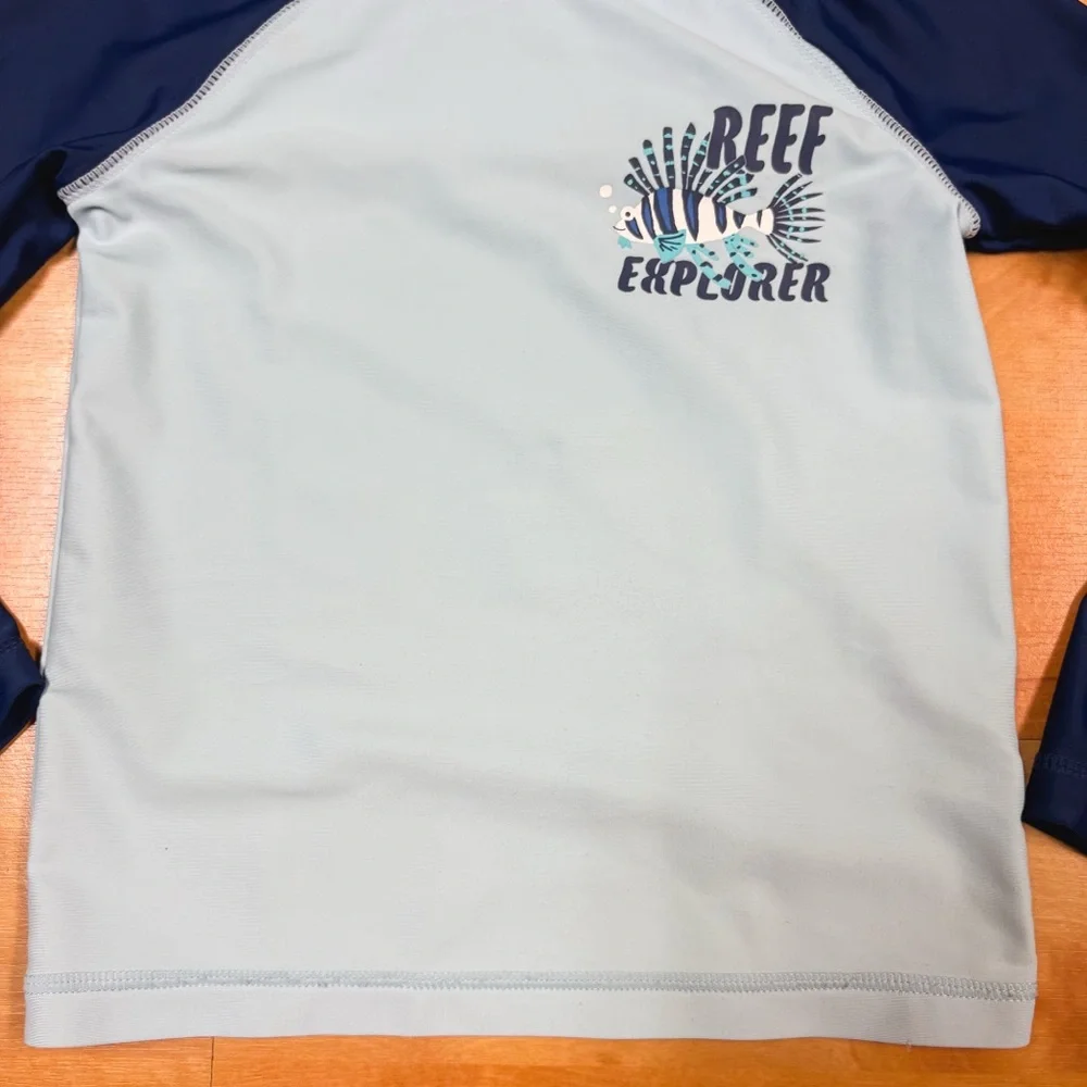 Carters Blue Reef Explorer 2-Piece Rashguard & Swim Trunks Set Toddler 4T